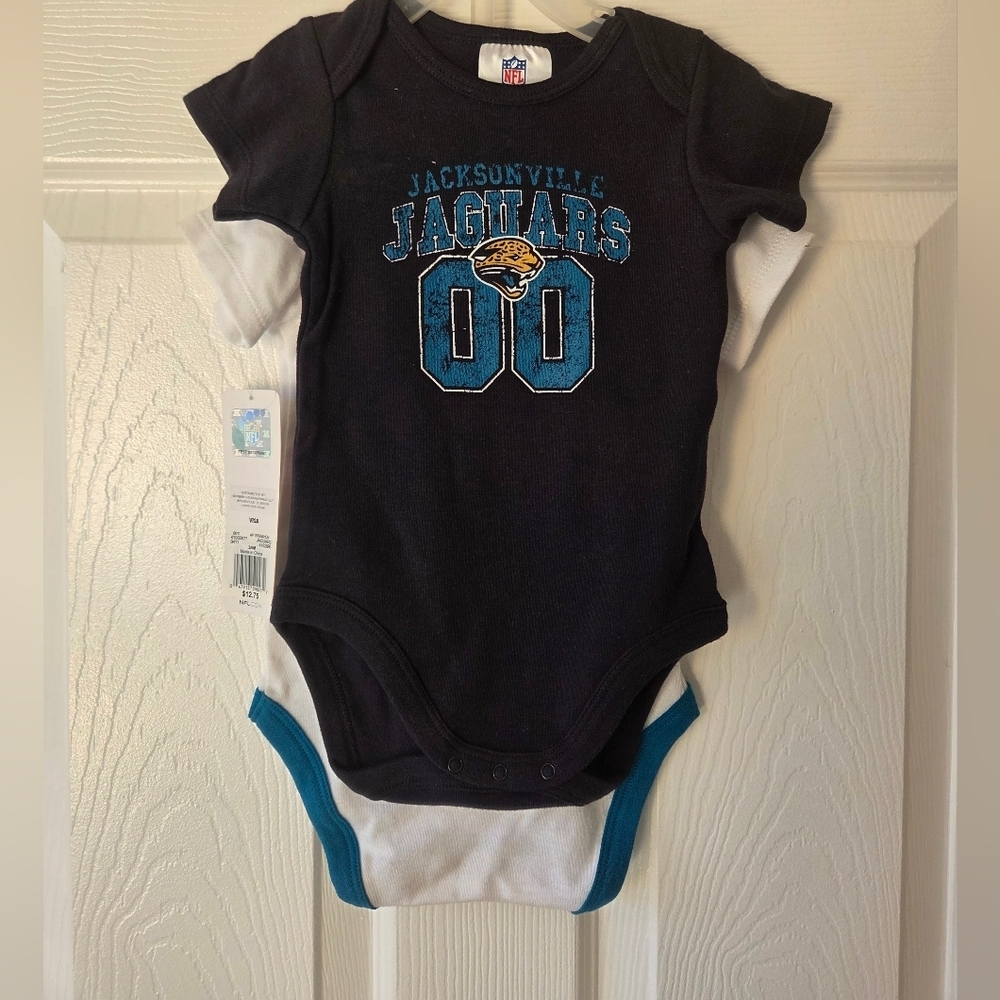 NFL Jacksonville Jaguars Baby Bodysuits 2pc 0-18 Months NWT Cotton Football - Picture 5 of 5